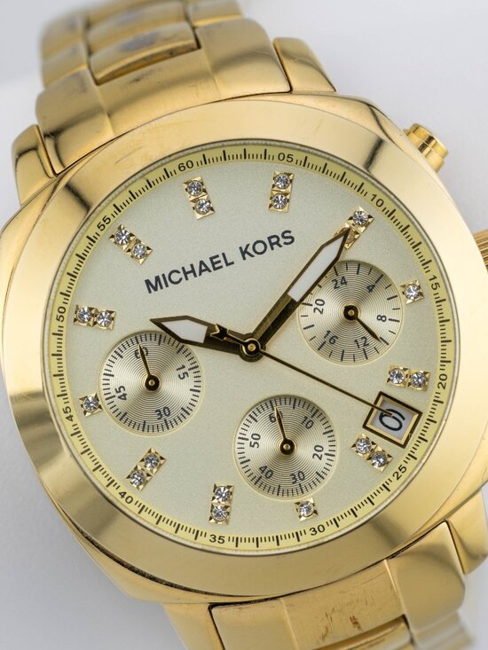 Michael Kors MK-5132 Crystal Chronograph Watch Women\'s New Battery main image 3